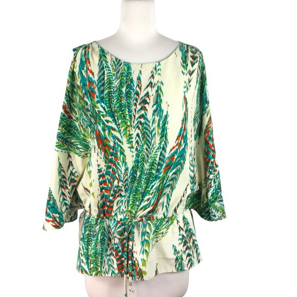 ECI Tops - ECI Tropical Batwing Cold Shoulder Top, Size Small